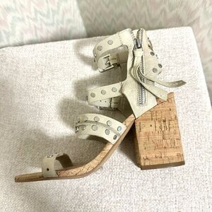 Dolce Vita Studded Gladiator Cork Block Heel Sandals Womens 7 Ivory